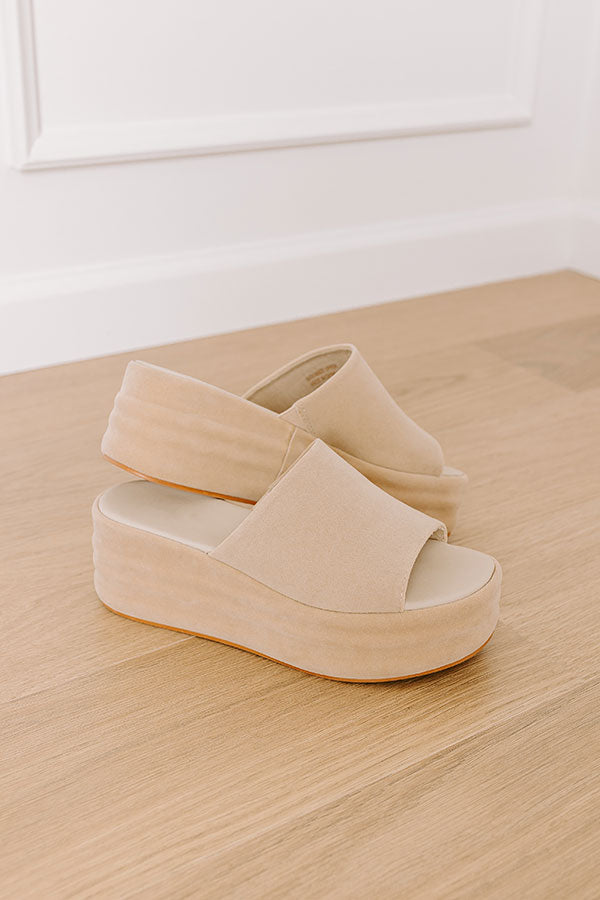 Premium Josephine Faux Suede Platform Sandal in Beige - Ultimate Comfort & Style