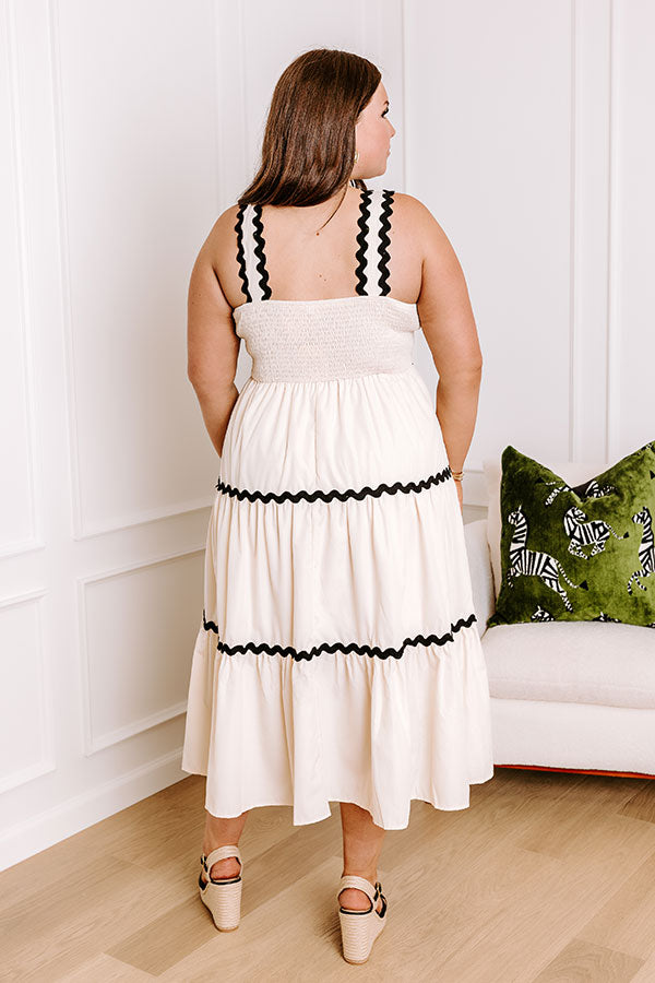 Premium French Vanilla Curves Tiered Midi Dress