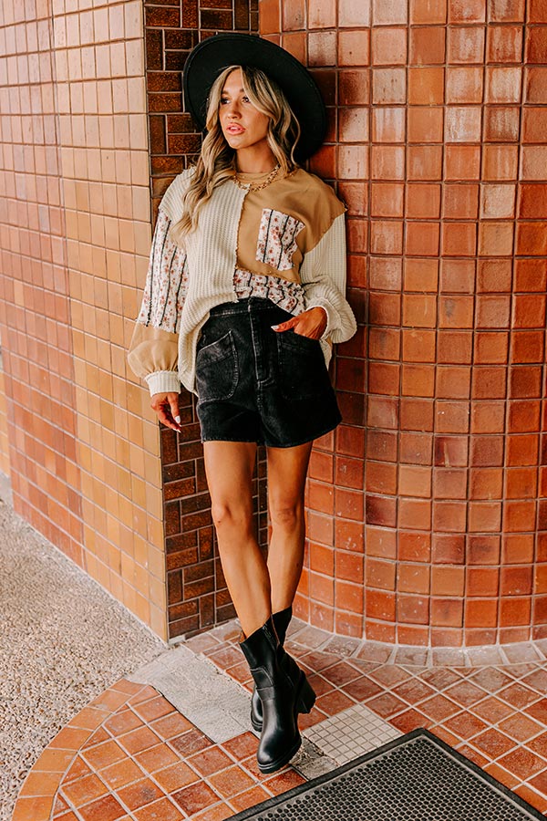 Ultimate Stevie High Waist Corduroy Shorts - Vintage Black | Fall Fashion Essential