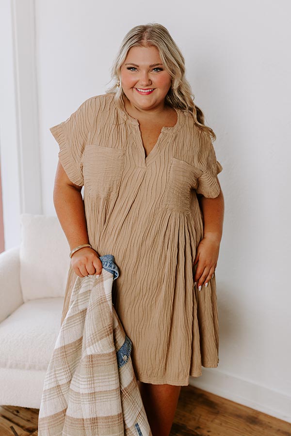 Premium Long Weekend Shift Dress - Warm Taupe Curves