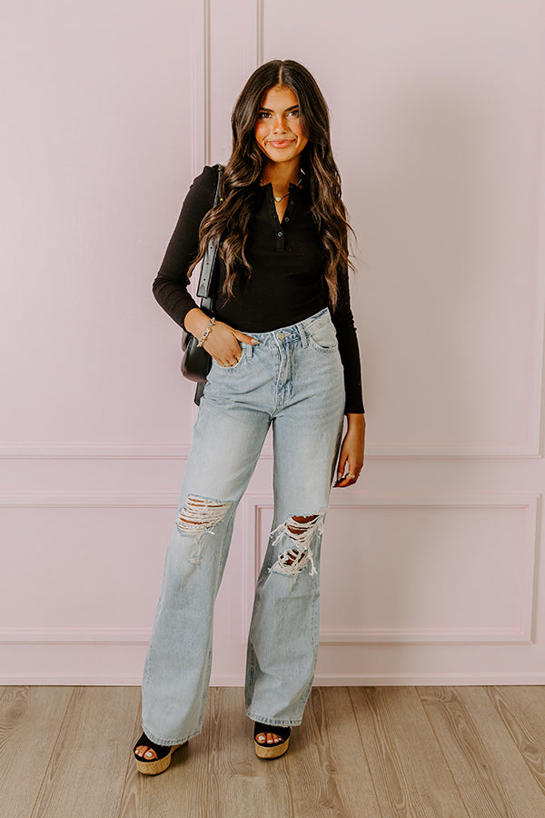 The Becks Premium High Waist Distressed Flare Jeans