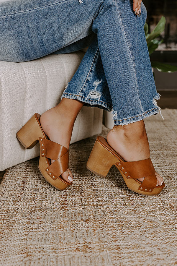 Ultimate Boho-Chic Faux Leather Heel in Brown