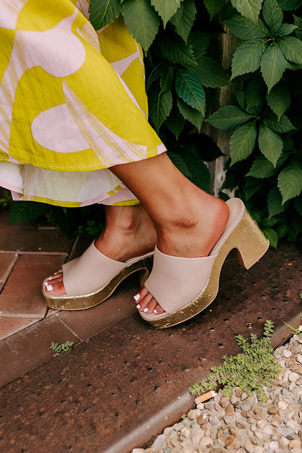 Premium Aaliyah Faux Leather Block Heels in Warm Taupe