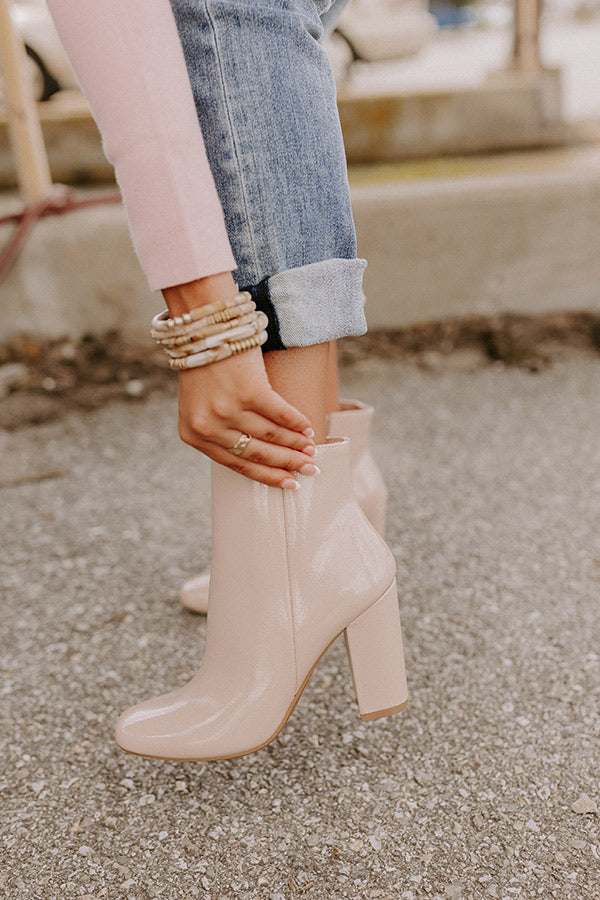 The Ultimate Yasmine Patent Bootie in Natural