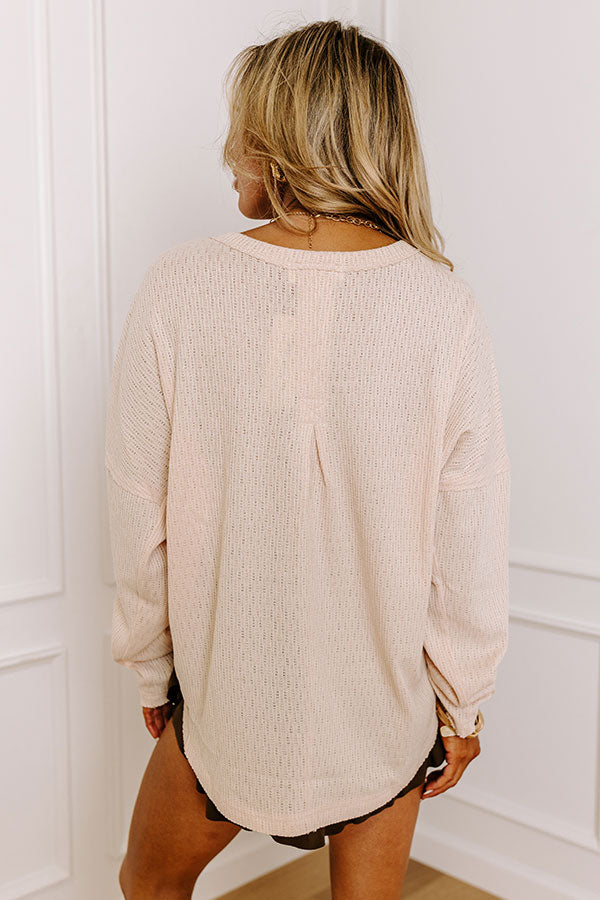 Premium Oversized Henley Top - Cream Comfort Edition