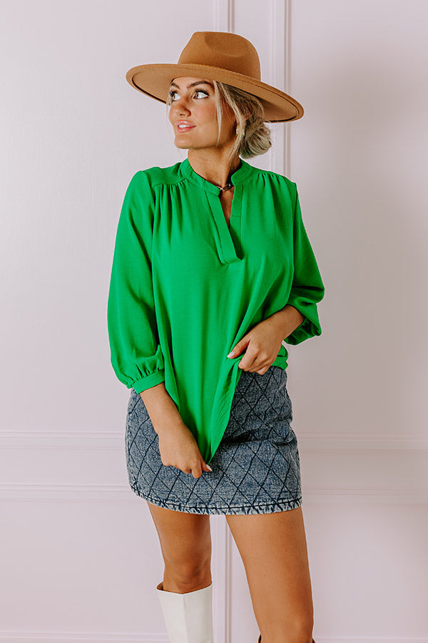 Premium Casual Moment Shift Top in Kelly Green - Upgrade Your Style