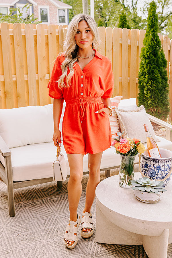 Premium Tangerine Coastline Romper - Ultimate Summer Style