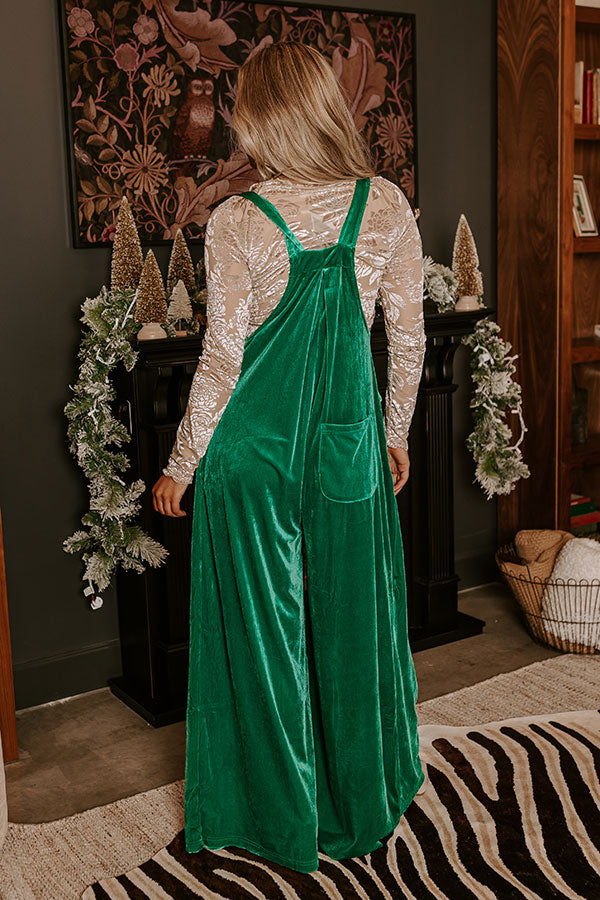 Premium Evergreen Velvet Jumpsuit - Ultimate Style in Green