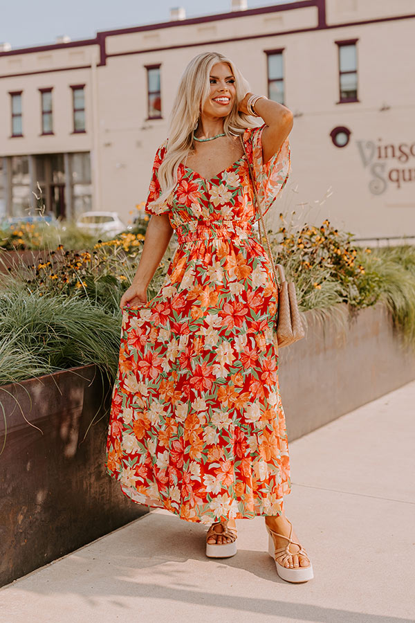 Premium Fall Harvest Floral Maxi Dress - Ultimate Curve Flattering Design