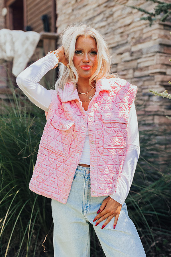 Premium Mountain Lodge Quilted Vest - Soft Pink