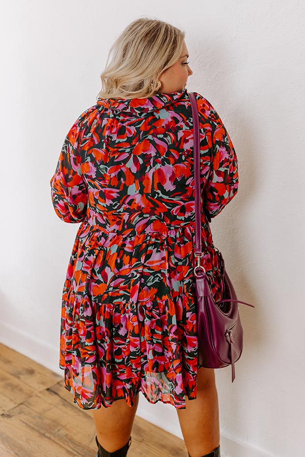 Premium Sangria Toast Mini Dress - Floral Whimsy Edition