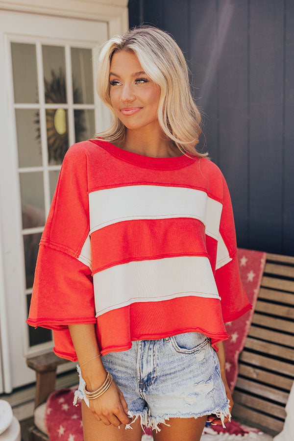 Premium Stripes & Sparklers Vintage Wash Tee - Red