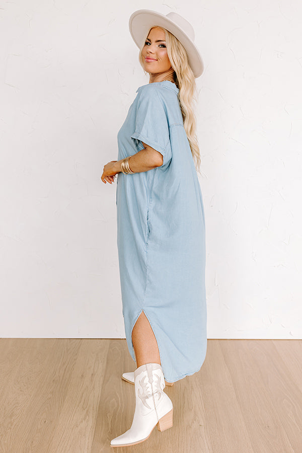 Premium Santa Monica Pier Chambray Midi Dress