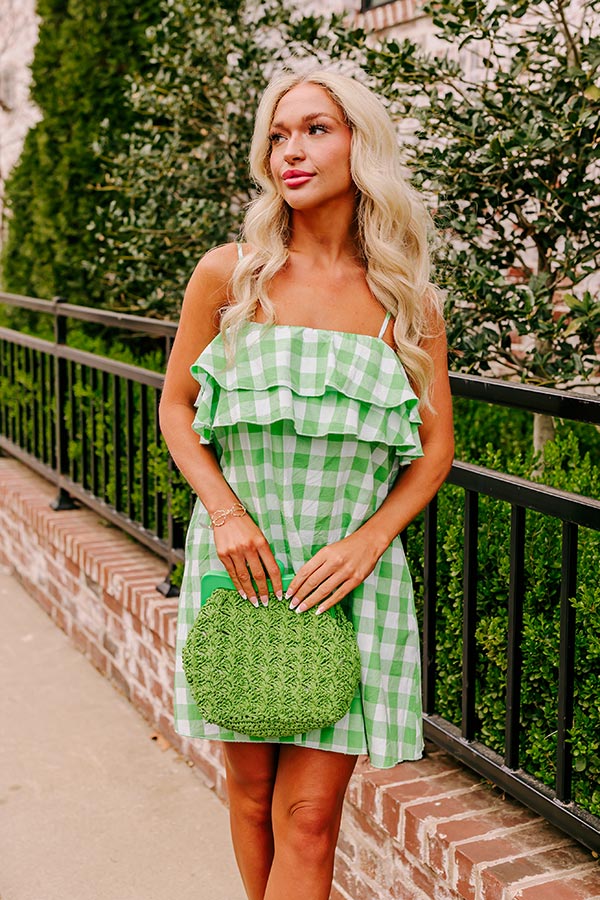 Premium Lime Gingham Mini Dress for Summer Escapes