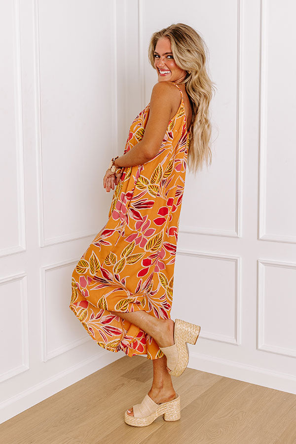 Premium Tropical Jumpsuit: Orange Paradise Edition