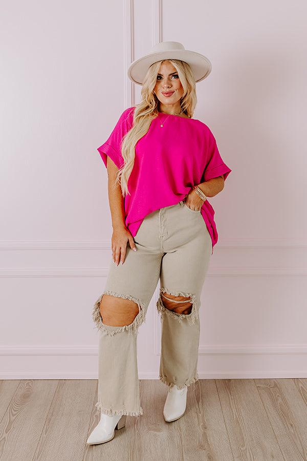 Ultimate Hot Pink Curves Shift Top - Premium Flowy Design