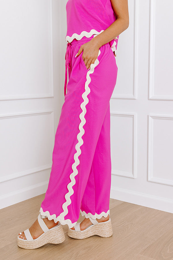 Premium Urban Chic High Waist Wide Leg Pants - Fuchsia