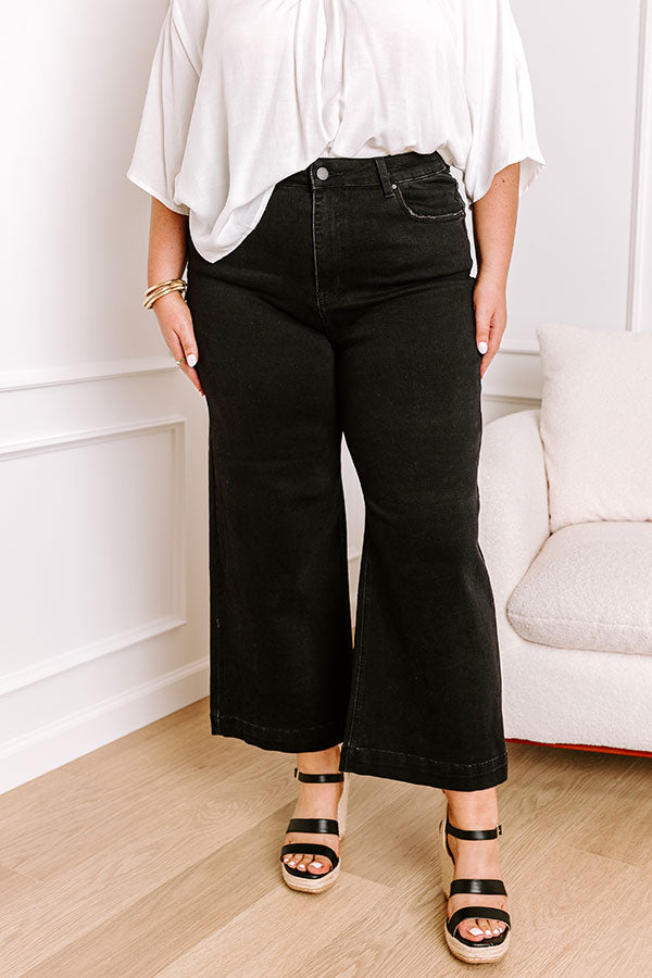 Premium High Waist Wide Leg Jeans - Black Curves by Risen Raelynn