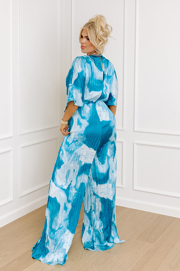 Ultimate Miami Date Night Pleated Jumpsuit - Blue Curves Elegance