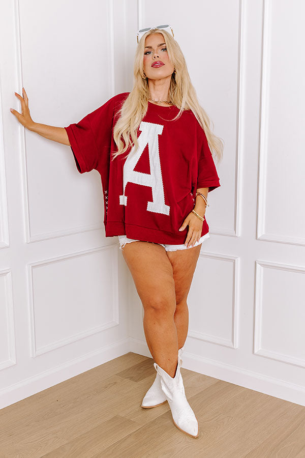 Premium Embroidered Crimson Curves Sweatshirt - Ultimate School Pride