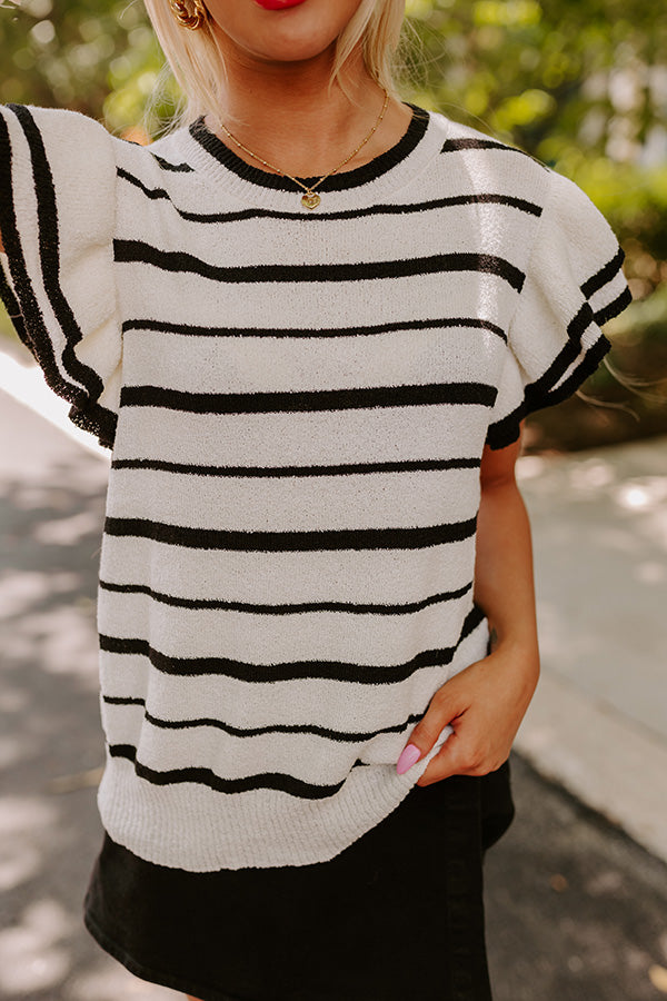 Ultimate Sweet Charmer Knit Stripe Top - White