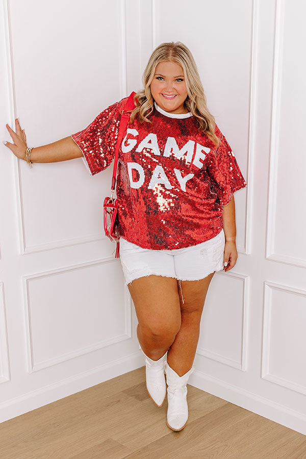 Ultimate Gameday Sequin Tunic - Red Curves Edition