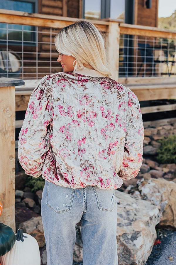 Premium Velvet Floral Bomber Jacket - Garden Bliss Edition