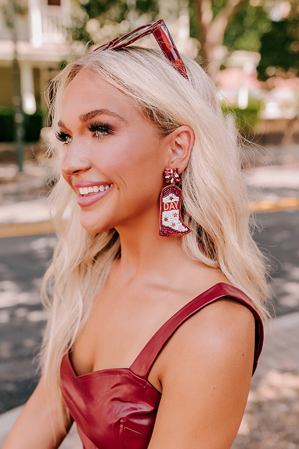 Premium Game Day Down South Maroon Earrings