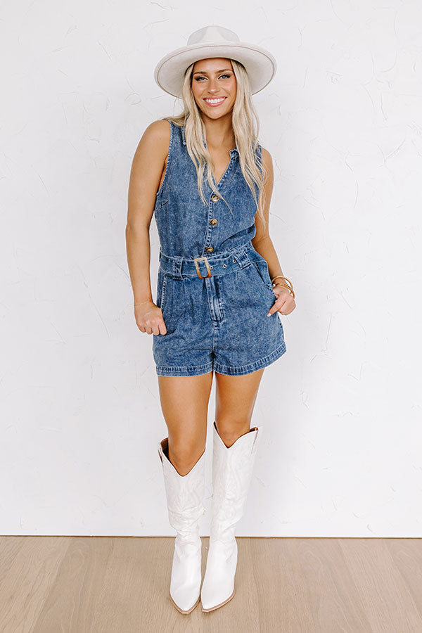 Ultimate Boho Chic Denim Romper - Dark Wash Edition