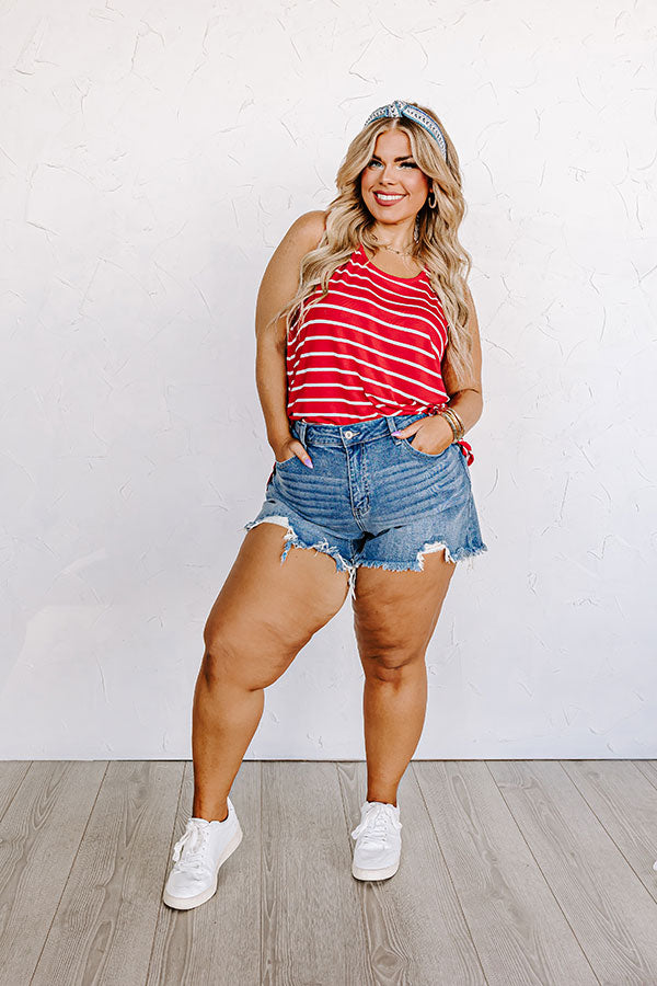 Ultimate Stripes Shift Tank - Red Curves Plus Size