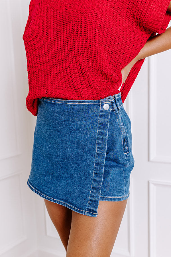 Premium Olivia Denim Skort - Medium Wash | Ultimate Casual-Chic Style