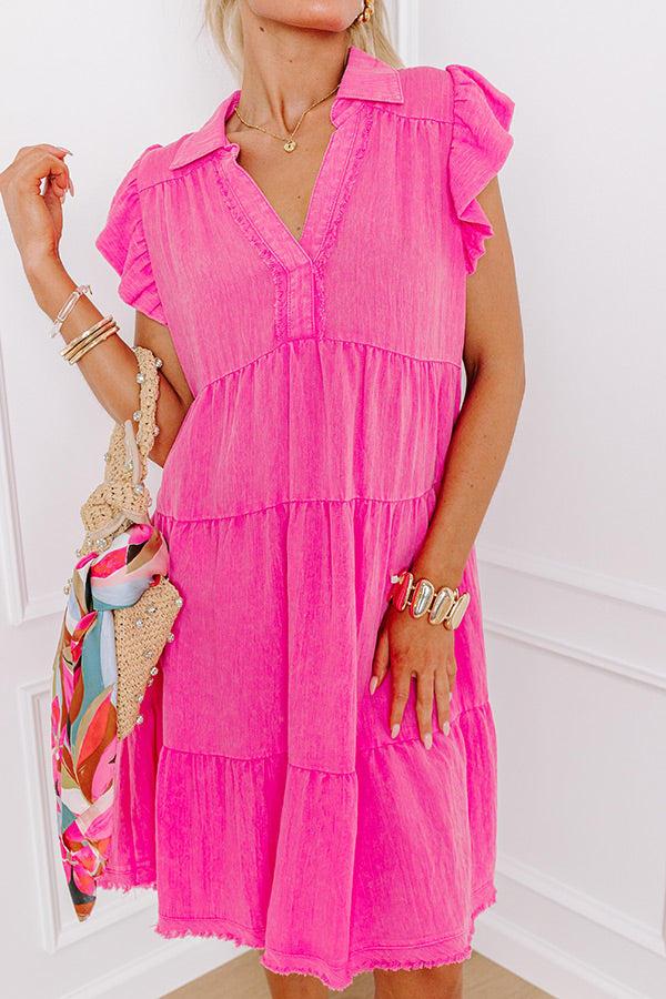 Premium Bubbly Energy Mineral Wash Mini Dress - Pink