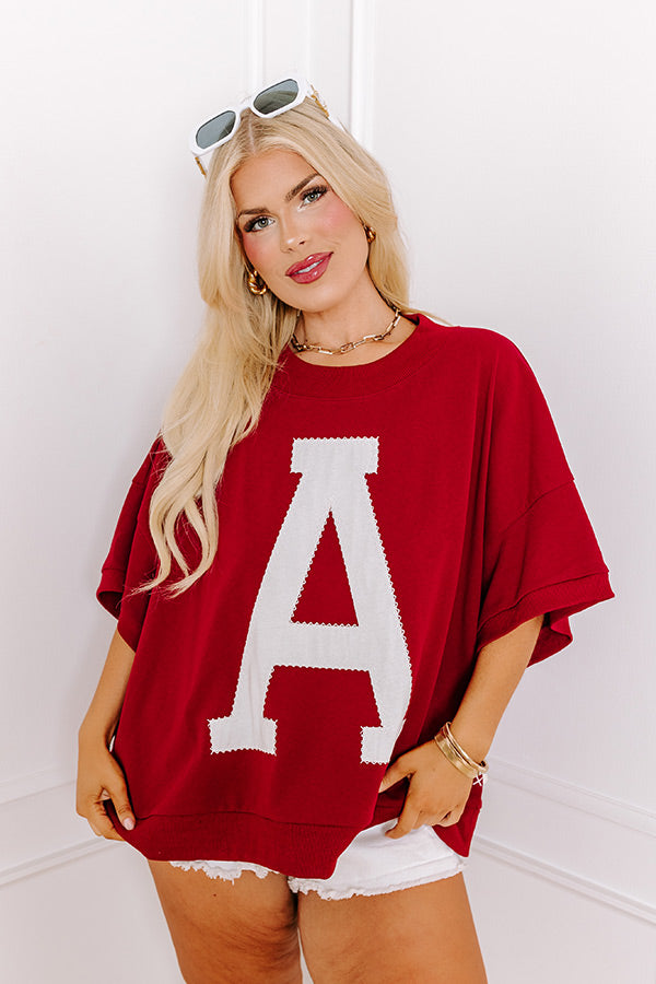 Premium Embroidered Crimson Curves Sweatshirt - Ultimate School Pride