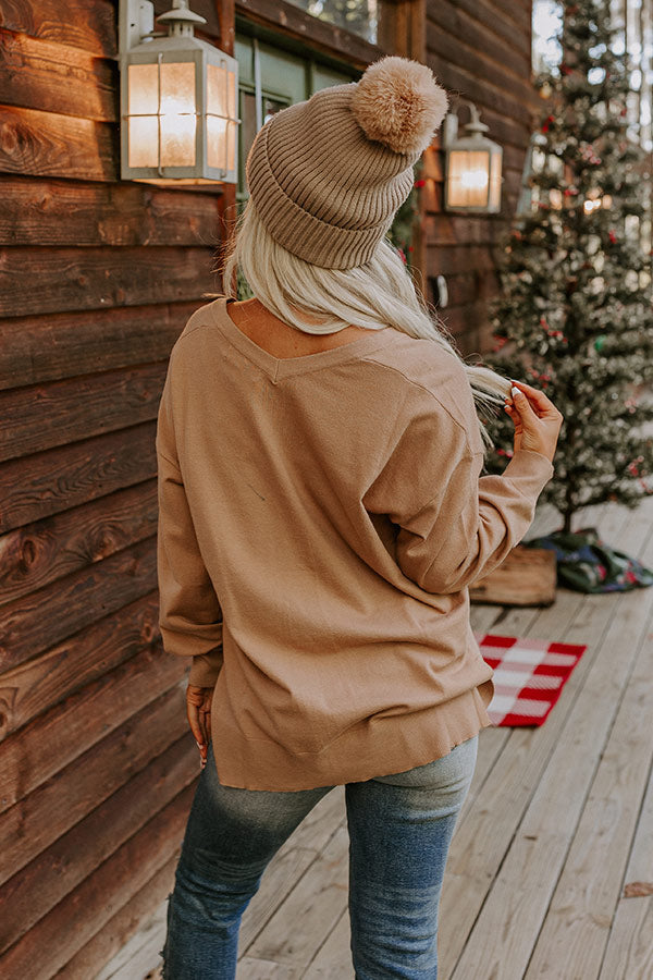 Ultimate Cozy V-Neck Sweater in Iced Mocha