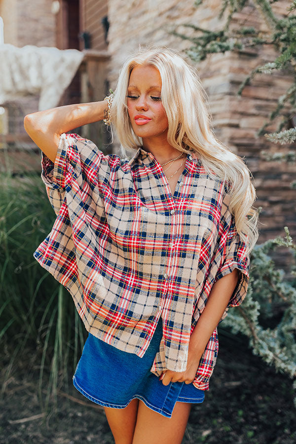 Ultimate Plaid Button-Up Shirt in Iced Latte