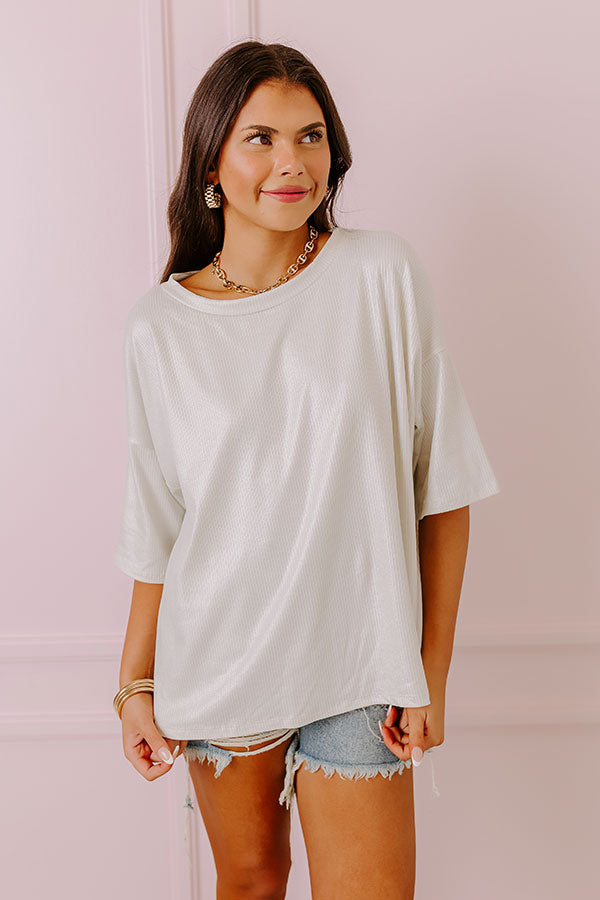 Premium Shimmer Shift Top in Light Stone - Ultimate Luxe Look