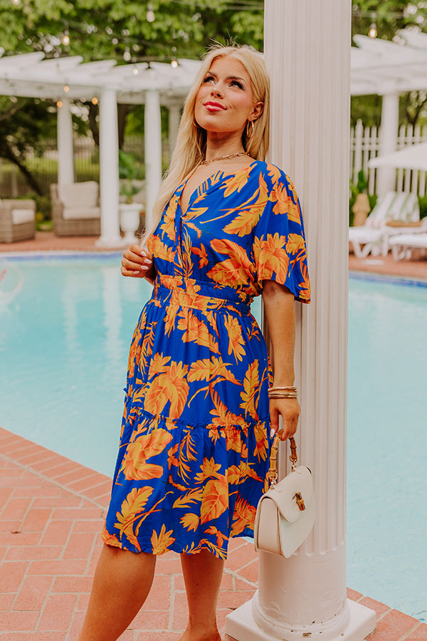 Ultimate Cruise Ready Floral Mini Dress - Royal Blue Elegance