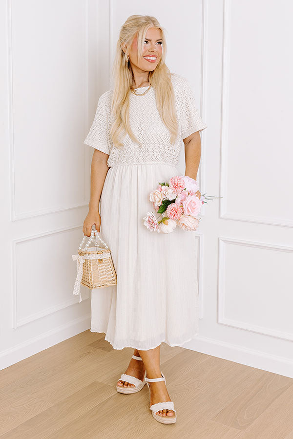 Premium Sweet Embrace Crochet Midi Dress