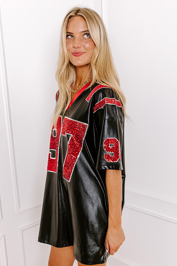 Ultimate Game Day Faux Leather Mini Dress - Black '97