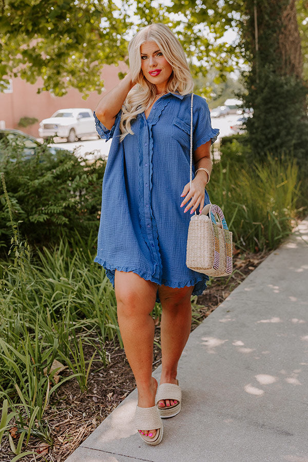 Premium Nashville Stroll Shift Dress - Blue Curves