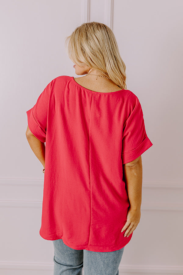Premium Raspberry Curves Shift Top with Peonies Print
