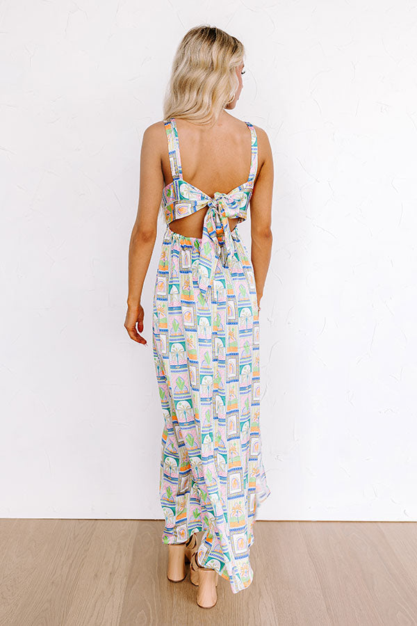 Premium Tropical Elegance Satin Maxi Dress