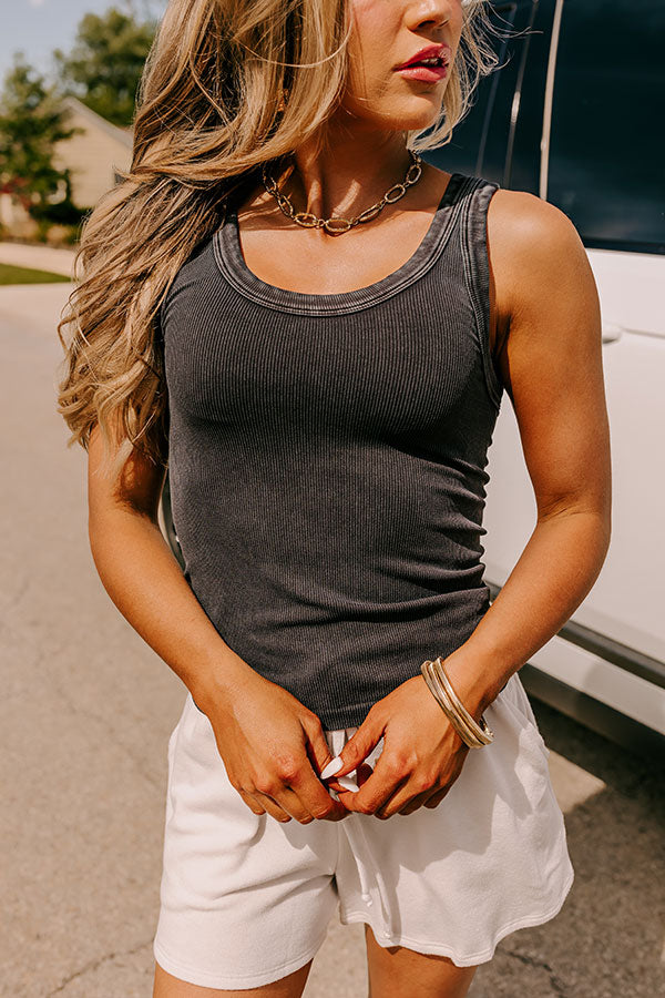 Premium Reversible Ribbed Tank - Vintage Black | Ultimate Summer Essential