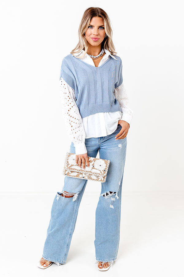 Premium Moonlit Bay Knit Top - Airy Blue Edition