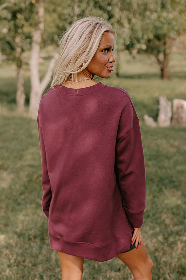 Premium Central Park Stroll Oversized Sweatshirt in Maroon - Ultimate Comfort & Style