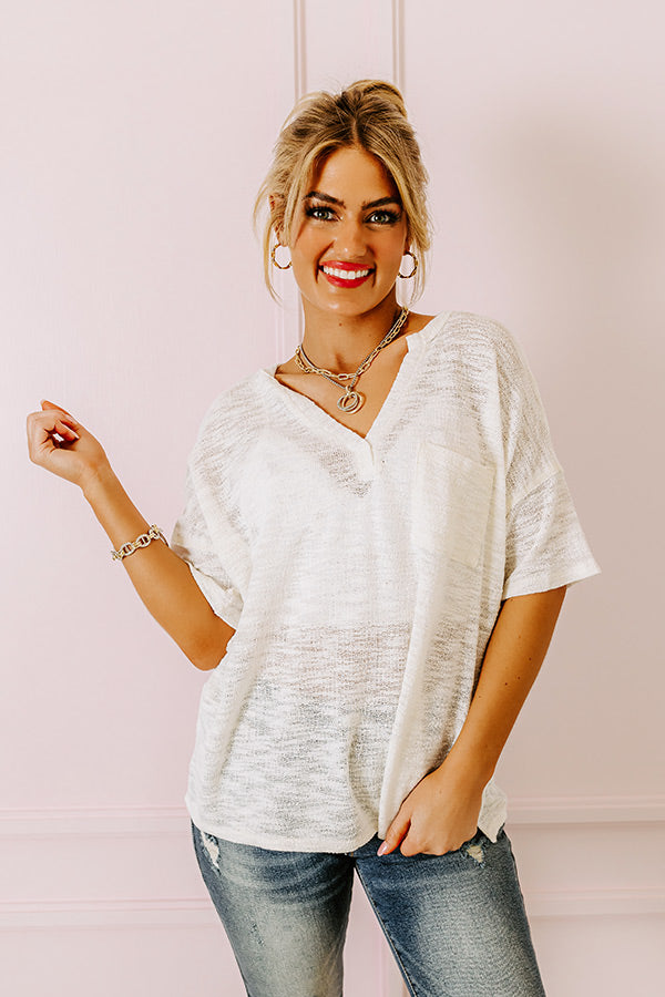 Premium Cape Cod Nights Knit Top - White