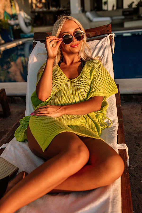 Premium Rooftop Pool Knit Cover Up - Lime Punch