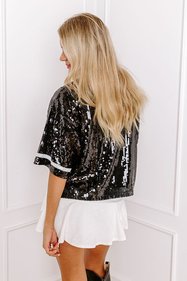 Ultimate Game Day Glow Sequin Top - Black