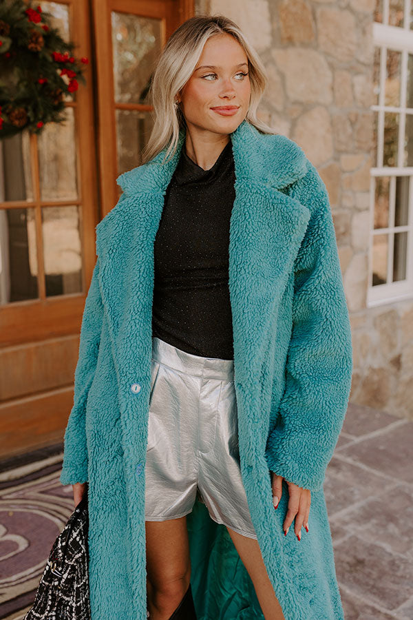 Ultimate Plush Please Sherpa Coat - Turquoise Bliss