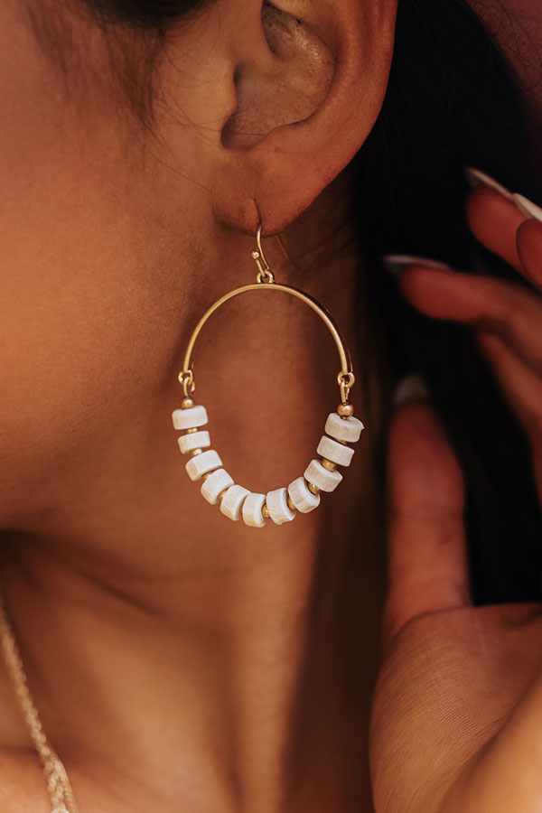 Premium Coastal Caravan Hoop Earrings in Ivory